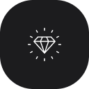 Weißes Diamant-Symbol auf schwarzem abgerundetem Hintergrund