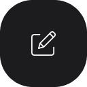 Symbol eines Stifts in einem Quadrat auf schwarzem Hintergrund