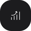 Grafik mit aufsteigendem Balkendiagramm und Pfeil nach oben auf dunklem Hintergrund