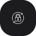 Symbol eines offenen Vorhängeschlosses in weiß auf schwarzem, abgerundetem Quadrat