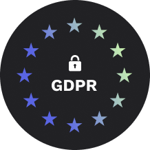 Symbol für Datenschutz-Grundverordnung (DSGVO) mit Sternenkreis und Schloss