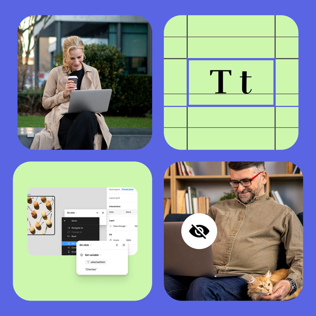 Frau nutzt Smartphone, daneben Laptop und Handy mit Werbung für Heißluftfritteusen.